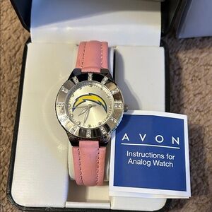 Avon Pink and Silver Ladies' Watch